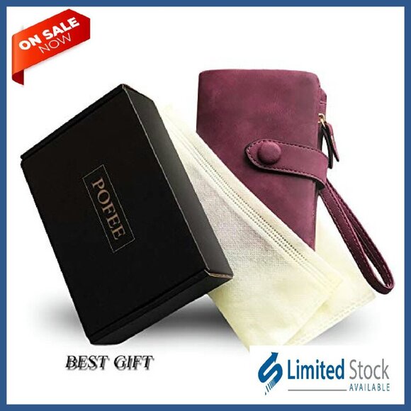 Women's RFID Leather Wristlet Wallet with 16 Card Slots & Coin Purse - Picture 8 of 8